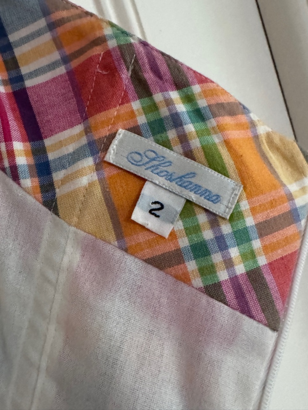Vintage Y2K Shoshanna Madras Plaid Strapless Dress Cotton Made in USA Size 2 - Picture 5 of 7